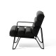 Glitzhome Set of 2 Modern Black Wavy Leatherette Accent Arm Chair with Black Metal Frame