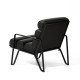 Glitzhome Set of 2 Modern Black Wavy Leatherette Accent Arm Chair with Black Metal Frame