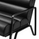 Glitzhome Set of 2 Modern Black Wavy Leatherette Accent Arm Chair with Black Metal Frame