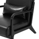 Glitzhome Mid-century Modern Black Leatherette Accent Armchair with Walnut ruberwood frame