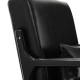 Glitzhome Mid-century Modern Black Leatherette Accent Armchair with Walnut ruberwood frame