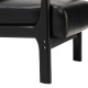 Glitzhome Mid-century Modern Black Leatherette Accent Armchair with Walnut ruberwood frame