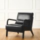 Glitzhome Mid-century Modern Black Leatherette Accent Armchair with Walnut ruberwood frame