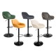 Glitzhome Mid-Century Modern Hunter Green Leatherette Gaslift Adjustable Swivel Bar Stool