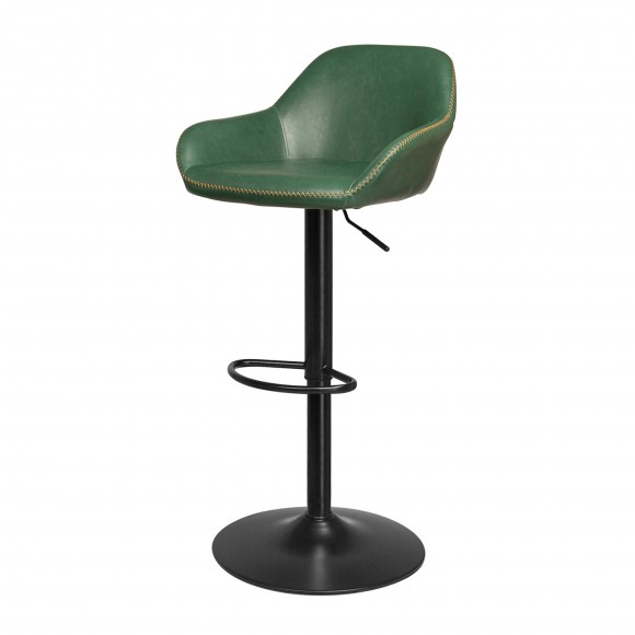 Glitzhome Mid-Century Modern Hunter Green Leatherette Gaslift Adjustable Swivel Bar Stool