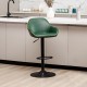 Glitzhome Mid-Century Modern Hunter Green Leatherette Gaslift Adjustable Swivel Bar Stool