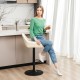 Glitzhome Mid-Century Modern Coconut Milk Leatherette Gaslift Adjustable Swivel Bar Stool