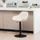 Glitzhome Mid-Century Modern Coconut Milk Leatherette Gaslift Adjustable Swivel Bar Stool