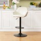 Glitzhome Mid-Century Modern Coconut Milk Leatherette Gaslift Adjustable Swivel Bar Stool