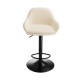 Glitzhome Mid-Century Modern Coconut Milk Leatherette Gaslift Adjustable Swivel Bar Stool