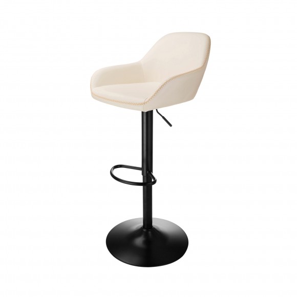 Glitzhome Mid-Century Modern Coconut Milk Leatherette Gaslift Adjustable Swivel Bar Stool