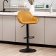 Glitzhome Mid-Century Modern Mustard Yellow Leatherette Gaslift Adjustable Swivel Bar Stool