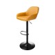 Glitzhome Mid-Century Modern Mustard Yellow Leatherette Gaslift Adjustable Swivel Bar Stool