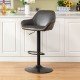 Glitzhome Mid-Century Modern Gray Leatherette Gaslift Adjustable Swivel Bar Stool