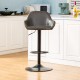 Glitzhome Mid-Century Modern Gray Leatherette Gaslift Adjustable Swivel Bar Stool