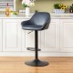 Glitzhome Mid-Century Modern Navy Blue Leatherette Gaslift Adjustable Swivel Bar Stool