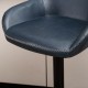 Glitzhome Mid-Century Modern Navy Blue Leatherette Gaslift Adjustable Swivel Bar Stool