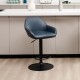 Glitzhome Mid-Century Modern Navy Blue Leatherette Gaslift Adjustable Swivel Bar Stool