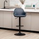 Glitzhome Mid-Century Modern Navy Blue Leatherette Gaslift Adjustable Swivel Bar Stool