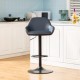 Glitzhome Mid-Century Modern Navy Blue Leatherette Gaslift Adjustable Swivel Bar Stool