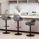 Glitzhome Set of 3 Mid-Century Modern Gray Leatherette Gaslift Adjustable Swivel Bar Stool