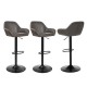 Glitzhome Set of 3 Mid-Century Modern Gray Leatherette Gaslift Adjustable Swivel Bar Stool