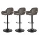 Glitzhome Set of 3 Mid-Century Modern Gray Leatherette Gaslift Adjustable Swivel Bar Stool