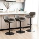 Glitzhome Set of 3 Mid-Century Modern Gray Leatherette Gaslift Adjustable Swivel Bar Stool