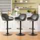 Glitzhome Set of 3 Mid-Century Modern Gray Leatherette Gaslift Adjustable Swivel Bar Stool