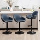 Glitzhome Set of 3 Mid-Century Modern Navy Blue Leatherette Gaslift Adjustable Swivel Bar Stool