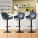 Glitzhome Set of 3 Mid-Century Modern Navy Blue Leatherette Gaslift Adjustable Swivel Bar Stool