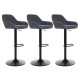 Glitzhome Set of 3 Mid-Century Modern Navy Blue Leatherette Gaslift Adjustable Swivel Bar Stool