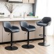 Glitzhome Set of 3 Mid-Century Modern Navy Blue Leatherette Gaslift Adjustable Swivel Bar Stool