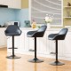 Glitzhome Set of 3 Mid-Century Modern Navy Blue Leatherette Gaslift Adjustable Swivel Bar Stool