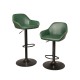 Glitzhome Set of 3 Mid-Century Modern Hunter Green Leatherette Gaslift Adjustable Swivel Bar Stool