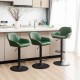 Glitzhome Set of 3 Mid-Century Modern Hunter Green Leatherette Gaslift Adjustable Swivel Bar Stool