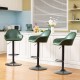 Glitzhome Set of 3 Mid-Century Modern Hunter Green Leatherette Gaslift Adjustable Swivel Bar Stool