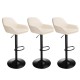 Glitzhome Set of 3 Mid-Century Modern Coconut Milk Leatherette Gaslift Adjustable Swivel Bar Stool