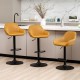 Glitzhome Set of 3 Mid-Century Modern Mustard Yellow Leatherette Gaslift Adjustable Swivel Bar Stool