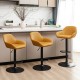 Glitzhome Set of 3 Mid-Century Modern Mustard Yellow Leatherette Gaslift Adjustable Swivel Bar Stool