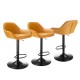 Glitzhome Set of 3 Mid-Century Modern Mustard Yellow Leatherette Gaslift Adjustable Swivel Bar Stool