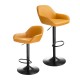 Glitzhome Set of 3 Mid-Century Modern Mustard Yellow Leatherette Gaslift Adjustable Swivel Bar Stool