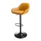 Glitzhome Set of 3 Mid-Century Modern Mustard Yellow Leatherette Gaslift Adjustable Swivel Bar Stool