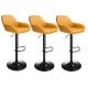 Glitzhome Set of 3 Mid-Century Modern Mustard Yellow Leatherette Gaslift Adjustable Swivel Bar Stool