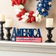 Glitzhome 14"L Patriotic Americana Wooden AMERICA Table Decor