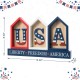 Glitzhome 13"L Patriotic Americana Wooden House-shaped Table Decor