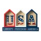 Glitzhome 13"L Patriotic Americana Wooden House-shaped Table Decor
