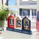 Glitzhome 13"L Patriotic Americana Wooden House-shaped Table Decor