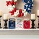 Glitzhome 7"H Set of 3 Patriotic Americana Wooden Mason Jar Table Decor