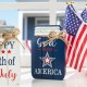 Glitzhome 7"H Set of 3 Patriotic Americana Wooden Mason Jar Table Decor